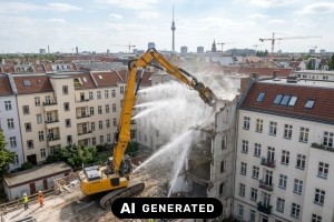 Geb&auml;uder&uuml;ckbau in Berlin: Genehmigung, Schadstofferkundung und Ablauf - Bild: KI-generiert / BAU.DE