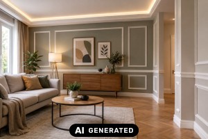 Wohnr&auml;ume optisch aufwerten mit Leisten und Verkleidungen - Bild: KI-generiert / BAU.DE