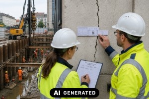 Rissmonitor: mechanisch, digital oder vernetzt - welche Messtechnik wann? - Bild: KI-generiert / BAU.DE Rissmonitor: mechanisch, digital oder vernetzt - welche Messtechnik wann? - Bild: KI-generiert / BAU.DE
