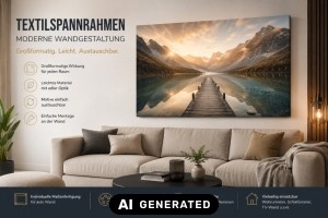 Wandgestaltung im Vergleich: Tapete, Bilderrahmen und textile Bildtr&auml;ger - Bild: KI-generiert / BAU.DE