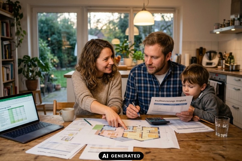Baufinanzierung vergleichen: Familien planen gemeinsam ihr Eigenheim