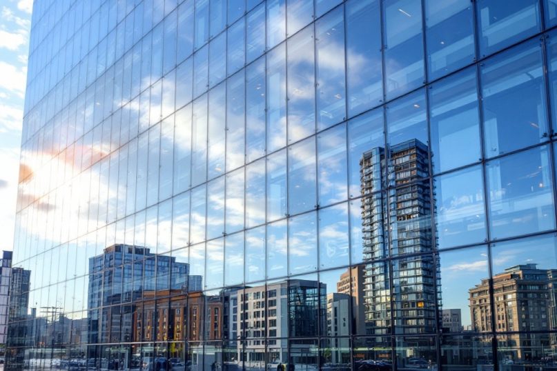 Professionelle Geb&auml;udereinigung sorgt f&uuml;r strahlende Glasfassaden &ndash; eine wichtige Aufgabe, um den &auml;sthetischen Eindruck von modernen Geb&auml;uden in Hamburg zu bewahren