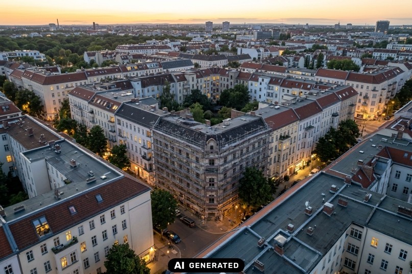Geb&auml;uder&uuml;ckbau in Berlin: Bestandsgeb&auml;ude vor dem Abbruch