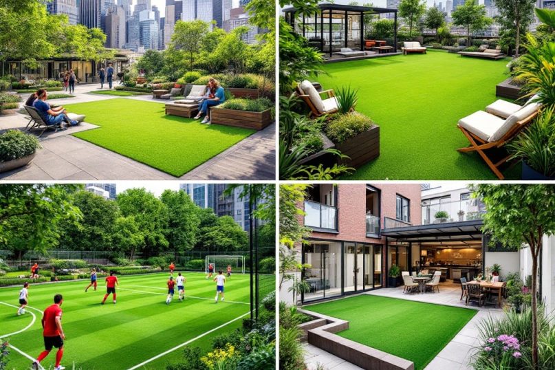 Kunstrasen bezeichnet eine k&uuml;nstlich hergestellte Rasenfl&auml;che, die in der Regel aus synthetischen Materialien wie Polyethylen, Polypropylen oder Nylon besteht.