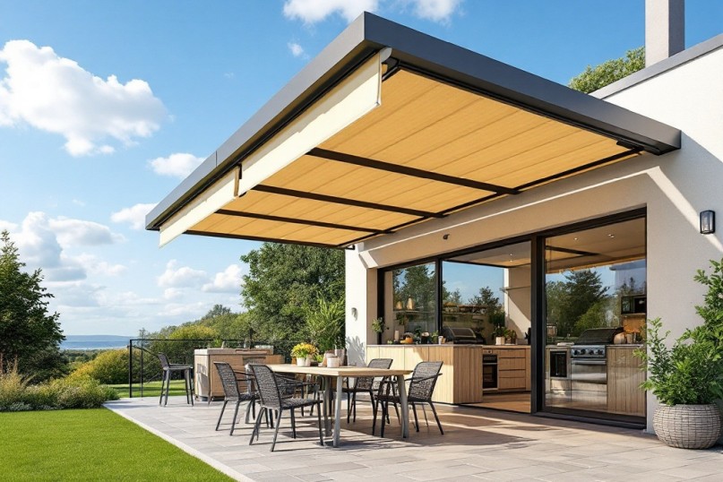 Eine Markise ist ein bewegliches oder fest montiertes Bauelement, das vor allem dazu dient, Au&szlig;enbereiche wie Terrassen, Balkone oder Fenster vor direkter Sonneneinstrahlung und Witterungseinfl&uuml;ssen zu sch&uuml;tzen.