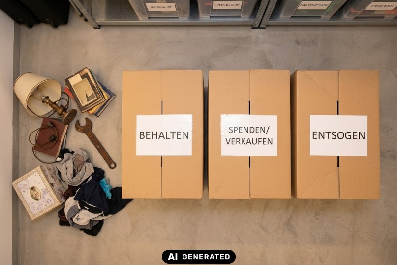 Keller entr&uuml;mpeln mit der 3-Kisten-Methode: Behalten, Spenden, Entsorgen