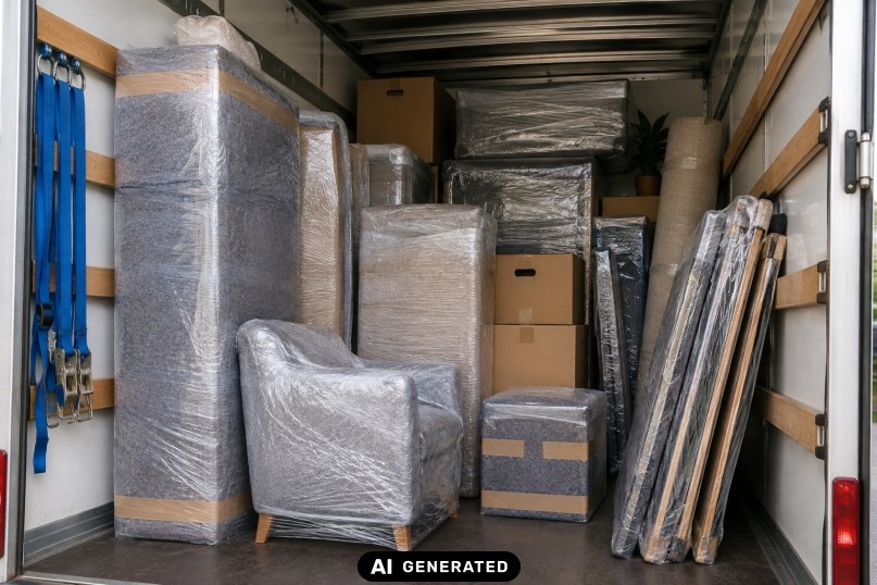 M&ouml;bel und Baumaterialien sicher verpacken: Die h&auml;ufigsten Transportsch&auml;den entstehen nicht beim eigentlichen Fahren, sondern beim Heben, Absetzen und Zwischenlagern
